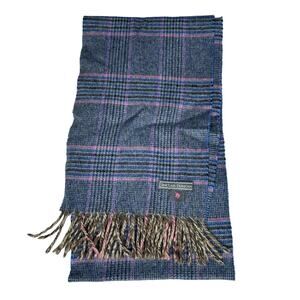 Sinclair Duncan 100% Cashmere Plaid Scarf Fringe Purple Pink